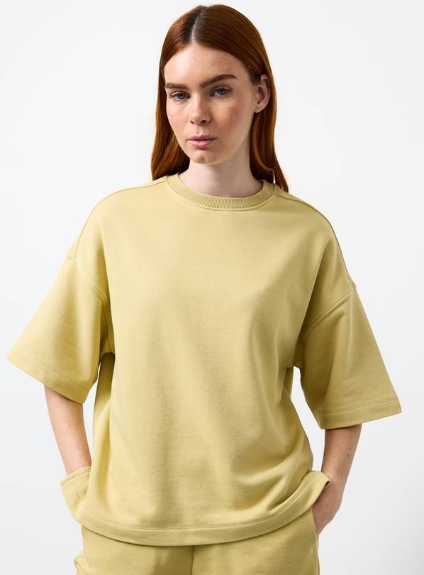 Pale Green Washed Sweat Top M